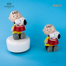 Carica l'immagine nel visualizzatore di Gallery, Statuina di Charlie Brown e Snoopy nella ciotola dell'acqua, su carillon musicale.