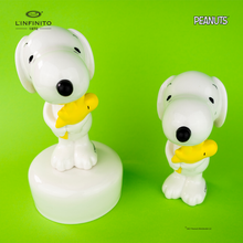 Carica l'immagine nel visualizzatore di Gallery, Statuina di Snoopy con in braccio Woodstock, su carillon musicale