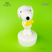 Carica l'immagine nel visualizzatore di Gallery, Statuina di Snoopy con in braccio Woodstock, su carillon musicale